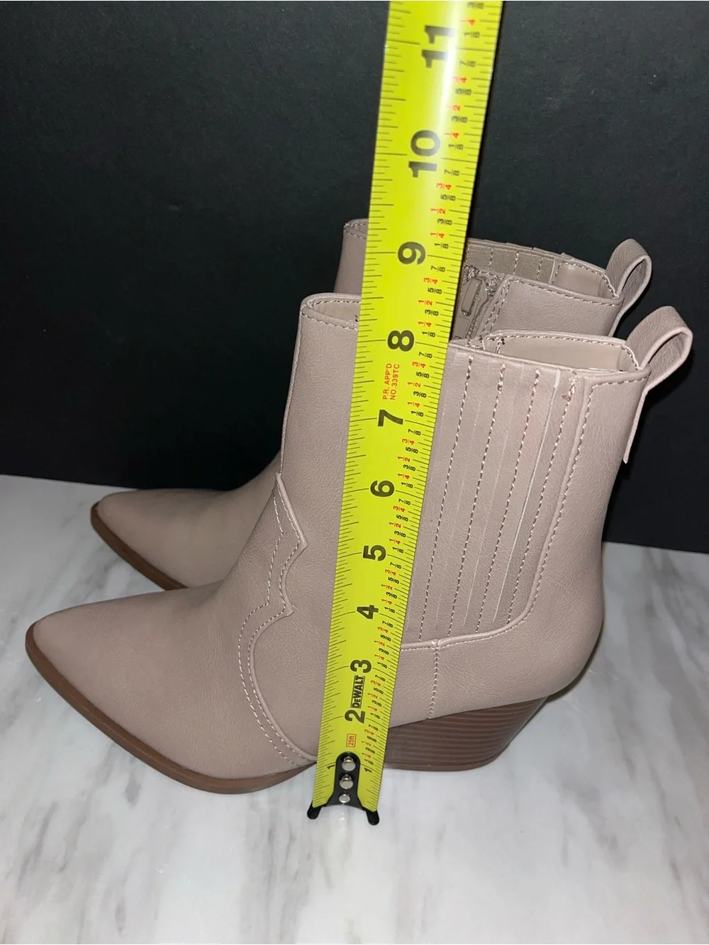 NEW Qupid Nude Beige Western Ankle Booties Pointed Toe Block Heel Size 6 - Picture 7 of 7
